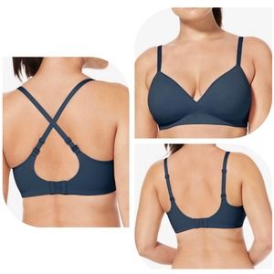 New Tommy John Cool Cotton Lightly Lined Wireless Bra Navy 36 D